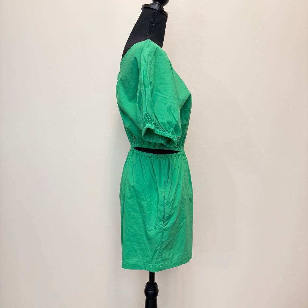 Day + Moon Green Cutout Puff Sleeve Romper Cotton Women S Summer Shorts Playsuit - Picture 2 of 9